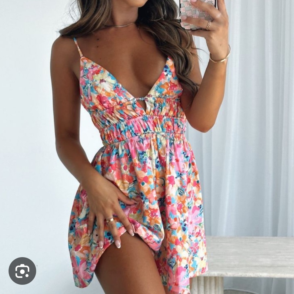 Floral V-Neck Mini Dress